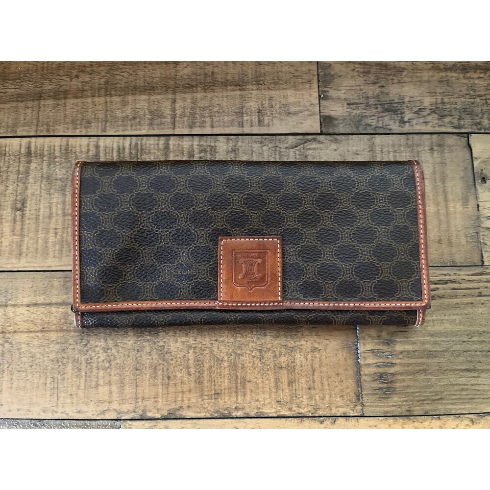 Céline Monogram Long Bi-Fold Brown Wallet